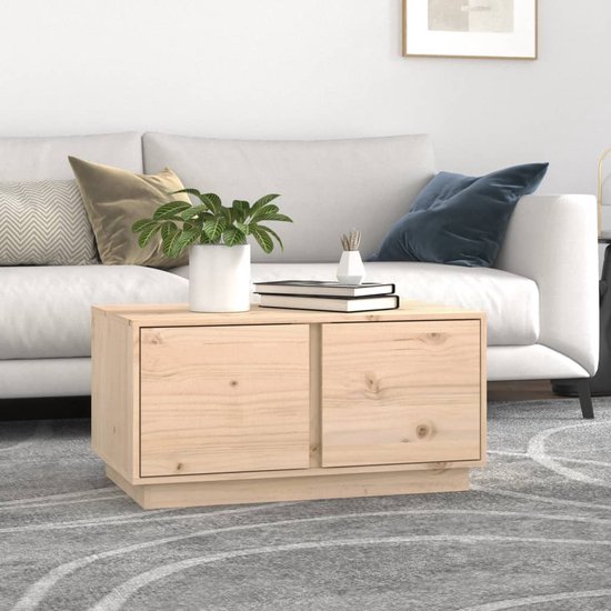 The Living Store Table basse en bois de pin – Table d'appoint avec espace de rangement – ​​80 x 50 x 40 cm – Aspect rustique