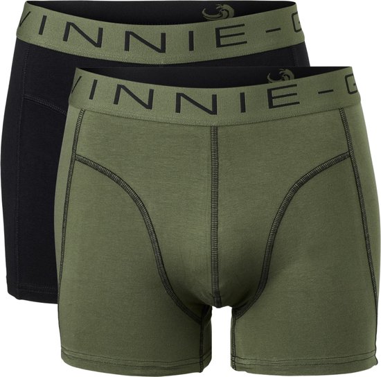 Vinnie-G Boxershorts 2-pack Black/Forest Green Combo - Maat M - Heren Onderbroeken Zwart/Donkergroen - Geen irritante Labels - Katoen heren ondergoed