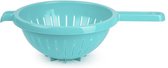 Plasticforte Keuken vergiet/zeef met handvat - kunststof - Dia 23 cm x Hoogte 10 cm - blauw