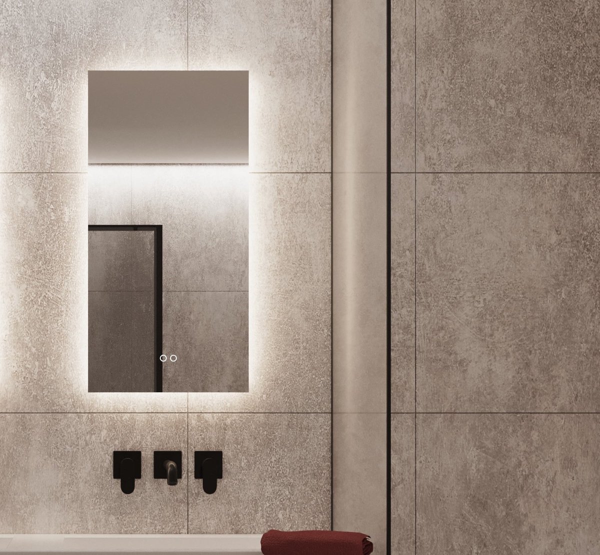 Badkamerspiegel met indirecte verlichting, verwarming, instelbare lichtkleur en dimfunctie 40×80 cm
