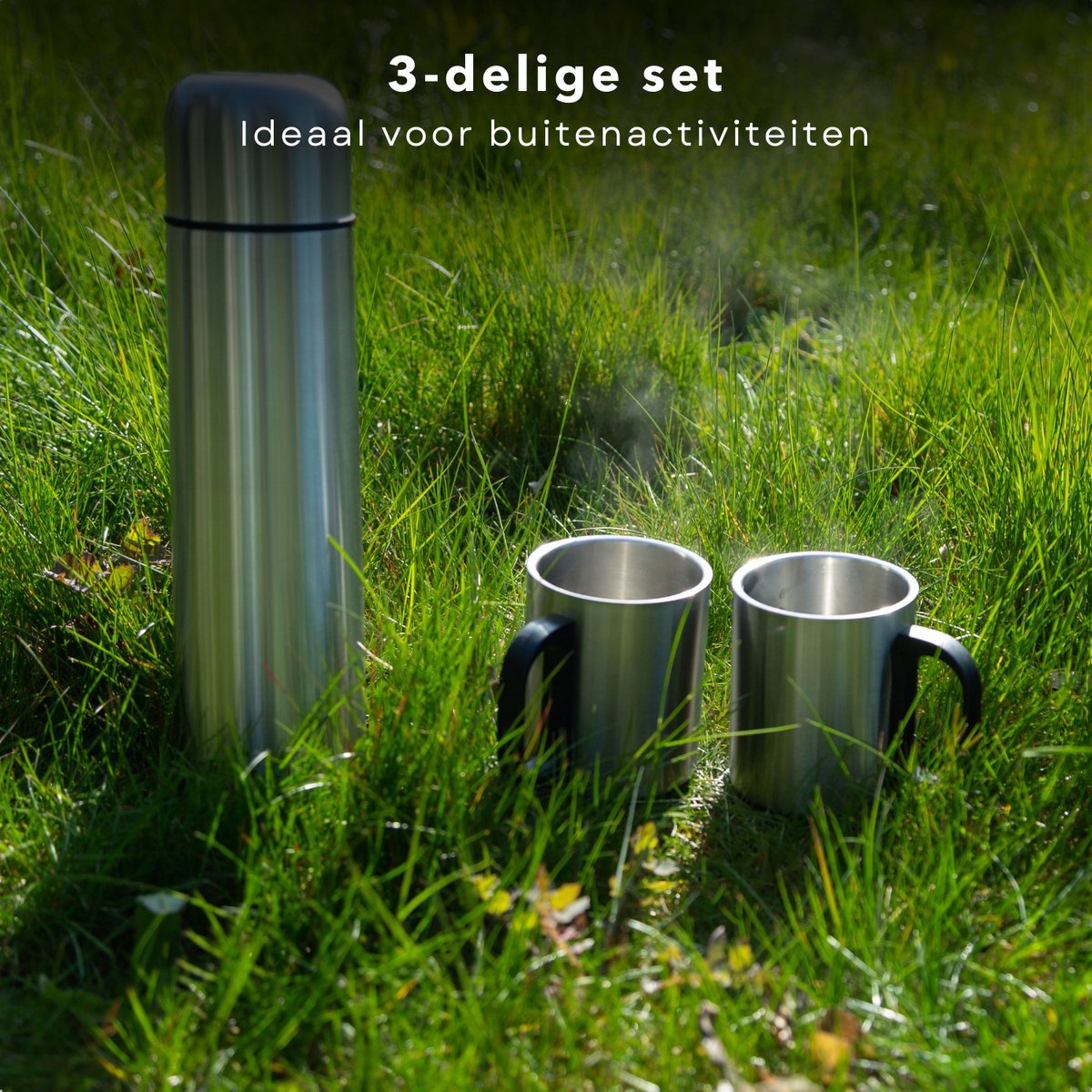 Isolatiekan 1L met 2 Bekers - 1000ml - Thermoskan - Isolatiefles - Drinkfles Vacuüm Geïsoleerd - BPA-Vrij – foto 3