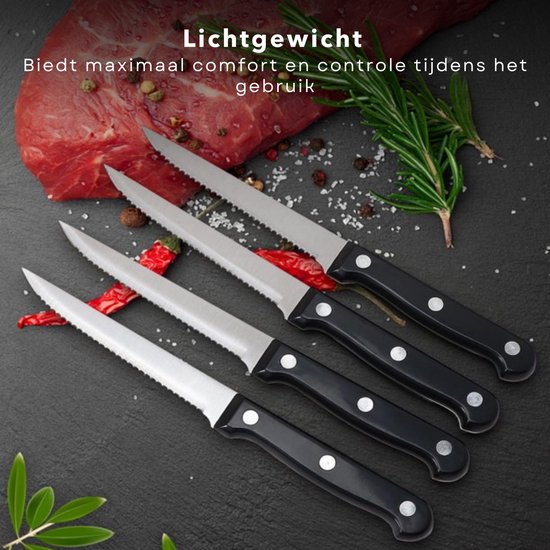 Foto: Cheqo steakmessenset steakmes set 6 delig kartelmessen kartel mes 21cm vaatwasmachinebestendig messen set 6 messen 21 cm lengte