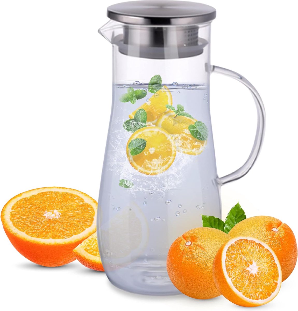 Pichet à Jus Réfrigérateur - 1,5 L Ou 2 L - Plastique Alimentaire Transparent - Couvercle - Résiste -20°C à 120°C
