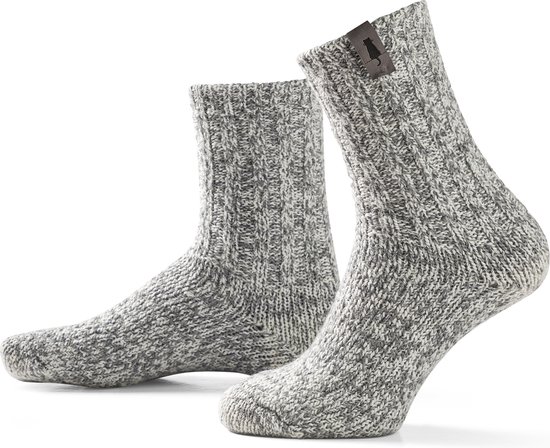 SOXS® Wollen sokken | SOX3637 | Grijs | Kuithoogte | Maat 37-41 | Crazy cat label