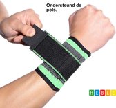 Elastische Polsbandage Brace - Groen/Zwart Met Klitteband van Heble®