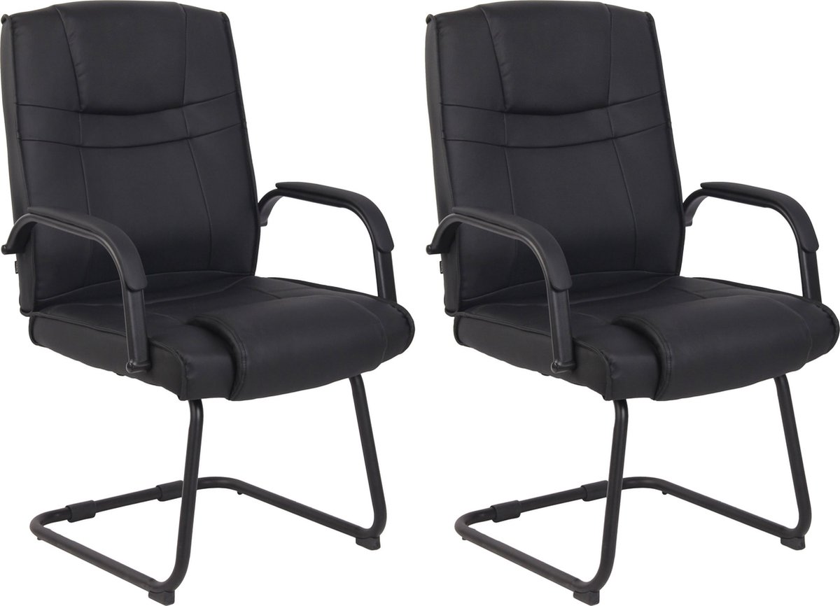 CLP Attila Set van 2 Eetkamerstoelen - Kunstleer zwart/zwart