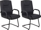 CLP Attila Set de 2 Chaises de salle à manger - Simili cuir noir/noir