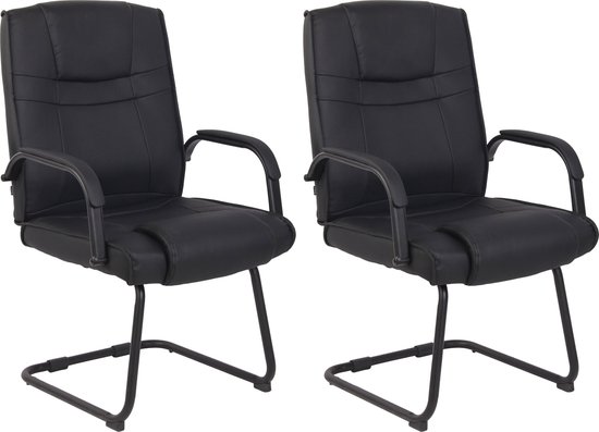 CLP Attila Set de 2 Chaises de salle à manger - Simili cuir noir/noir