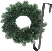 Kerstkrans 35 cm - blauwgroen - met zwarte hanger/ophanghaak - kerstversiering