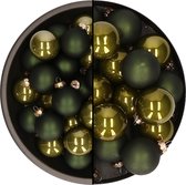 Othmar Decorations kerstballen - 66x st - donker olijf groen - glas - mix 4 en 6 cm - mat/glans