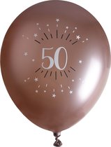 Santex verjaardag leeftijd ballonnen 50 jaar - 6x stuks - rosegoud - 30 cm - Abraham/Sarah