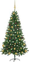 vidaXL - Kunstkerstboom - met - verlichting - en - kerstballen - 150 - cm - groen