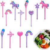 Set of 12 Miniature Unicorn Tooth Picks for Kids, Pet Food Fruit Plate, Bento for Kids Party, Bento Lunch Box