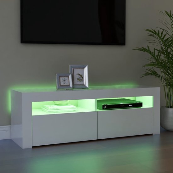 stilte raken Met bloed bevlekt vidaXL Tv-meubel met LED-verlichting 120x35x40 cm hoogglans wit | bol.com