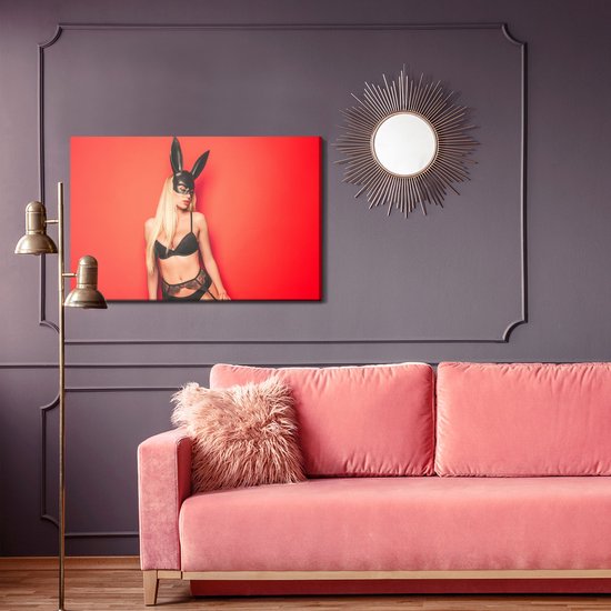 Painting King - Tableau sur toile Femme en costume de lapin - 100 x 70 cm