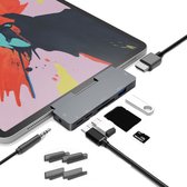 USB-C Hub voor o.a. iPad Pro - AUX - HDMI - USB 3.0 - Micro-SD - USB adapter splitter - 7 poorten - Grijs - Provium