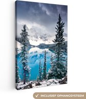 Toile - Toile - Hiver - Water - Blauw - Neige - Intérieur - 40x60 cm - Décoration murale - Peinture sur toile