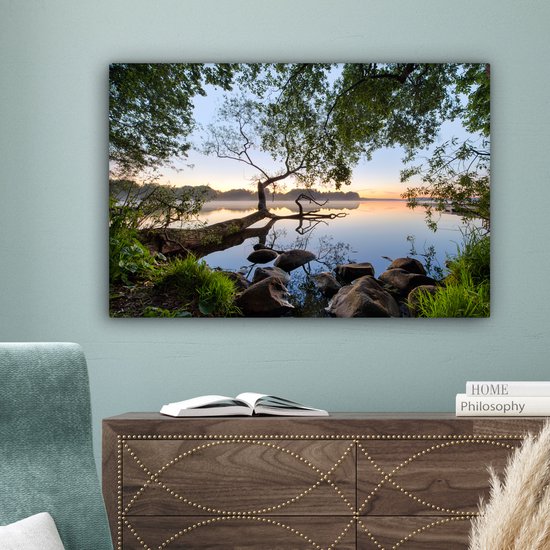MuchoWow© Canvas Schilderij 80x120 cm Kamer Decoratie Woonkamer Slaapkamer Room Decor Wanddecoratie Wall Art Painting Regenboog - Meiden - Jongens - Hartje - Pastel
