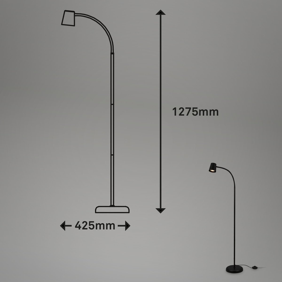 BRILONER Skriva zwarte leeslamp met flexibele arm thumbnail 3