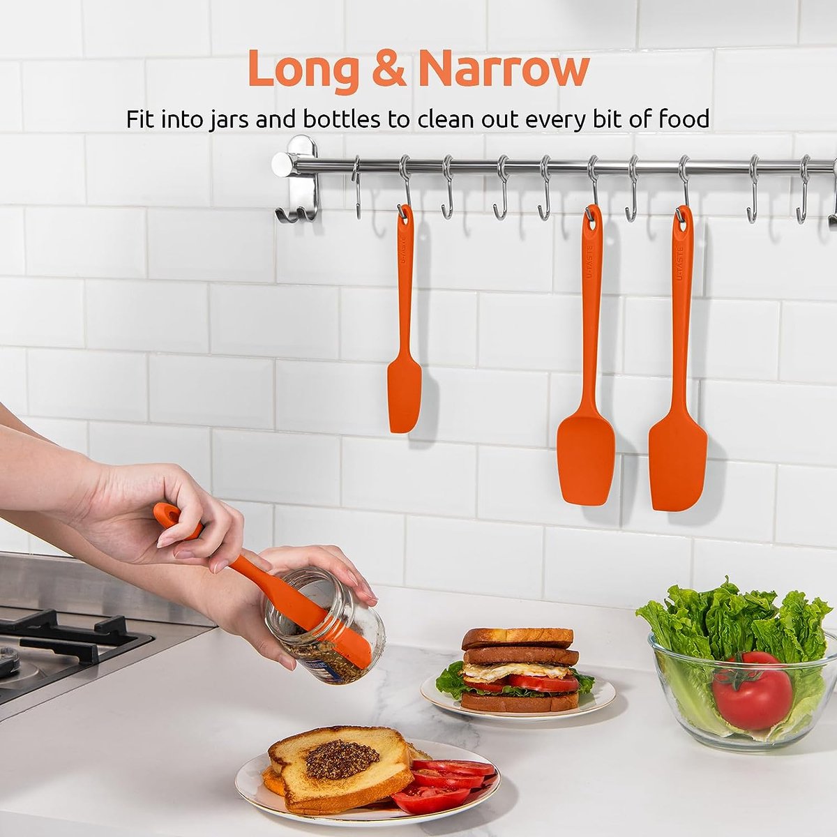 U-Taste Set van 4 siliconen spatels: 315 ℃ hittebestendige flexibele BPA-vrije anti-aanbakspatel, naadloze rubberen kookgerei voor koken (Midnight Blue