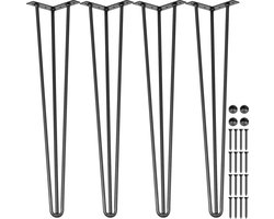 VEVOR Tafelpoten 4 St. Haarspeldpoten 66 Cm Tafelframe 26 Inch Tafelpoten Koolstofstaal Hairpin Legs Zwart Diy Bureau Eettafel metalen Tafelpoten met 4 Rubberen Poten Draagvermogen 100 Kg