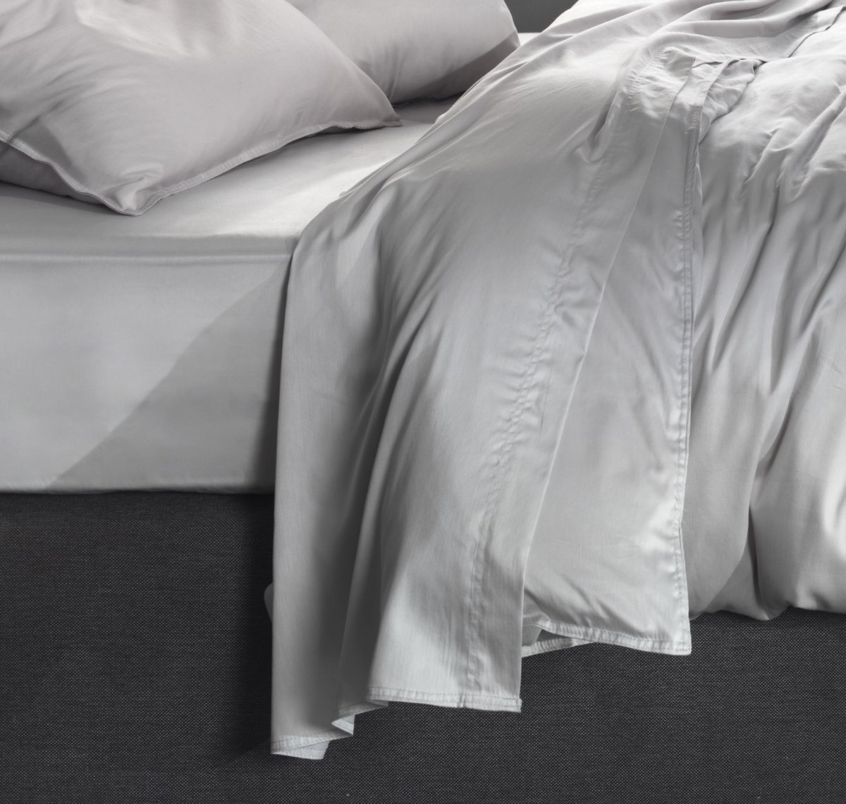 Zohome Laken Satinado - Onderlaken 270x290 cm - Bedlaken van 100% Katoen-Satijn - Grijs