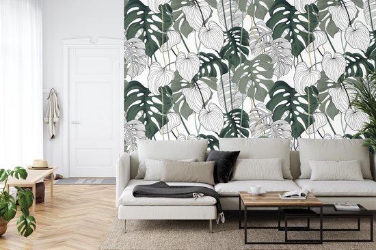 Fotobehang Monstera Bladeren - Vliesbehang - 450 x 300 cm