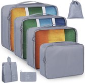 Kofferorganizer Set Packing Cubes - Aucenix Packing Cubes Kofferorganizer Verpakkingstassen voor koffertassen Rugzak Reisorganisator Kofferset, Reiskoffer Kledingtassen Tas Pack van 7 (grijs)