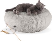 AdomniaGoods - Luxe kattenmand - Hondenmand - Antislip kattenkussen - Wasbaar hondenkussen - Licht grijs 50 cm