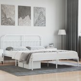 The Living Store Klassiek Bedframe - Metalen Constructie - Extra Opbergruimte - Comfortabele Ondersteuning - Wit - 219 x 187 x 100 cm