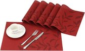 Placemat Set van 6,Gemakkelijk Schoon,Antislip,Hittebestendig,Vlekbestendig Tafelonderzetter, 45cmx30cm(Rood)