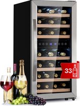 Klarstein Vinamour 33 - Duo Wijnkoelkast - 2 Zones - 89 L - 33 Flessen - 5-18°C - Vrijstaand - Touch Display - Zwart - Zilver