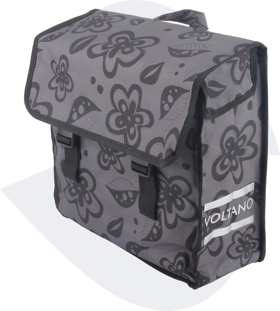 Voltano Voorgevormde Enkele Fietstas Floral Fusion - Pakaftas Grijs - 100% Waterdicht - Vrolijke Fietstas van Voltano — afbeelding 2