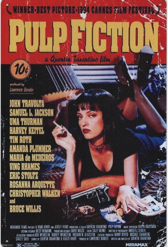 Wandbord Movie Film Klassieker - Pulp Fiction