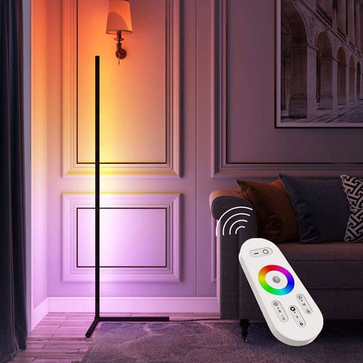 Lampe LED Smart WiFi debout - Contrôlable avec application - Télécommande -  S'adapte