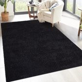 Shaggy hoogpolig tapijt - 160x230 cm - zwart - long-polig woonkamertapijt - effen modern - pluizige zacht tapijten slaapkamer decoratie