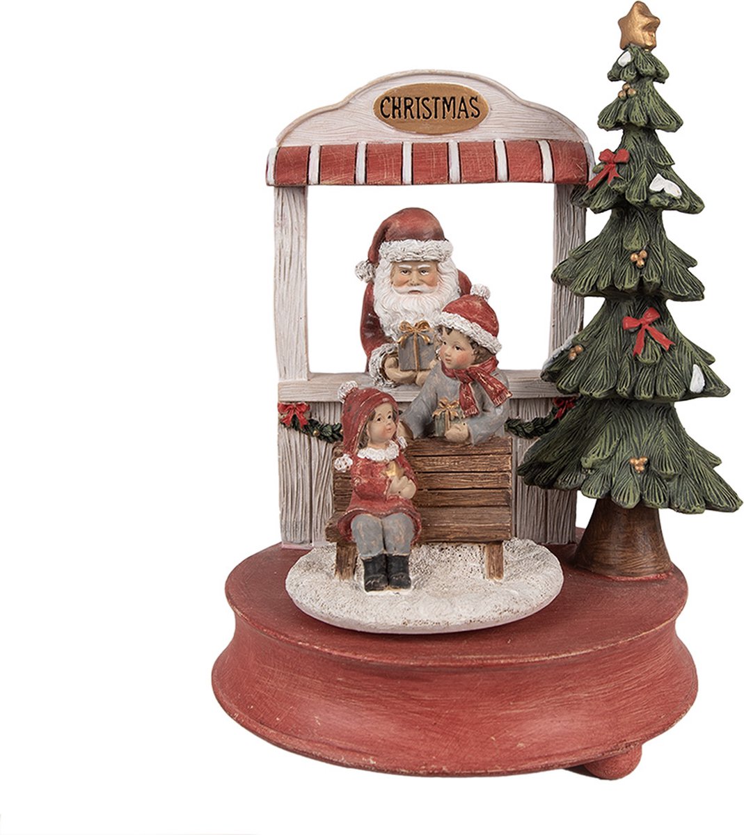 Clayre & Eef Muziekdoos Kerstman 24 cm Rood Polyresin