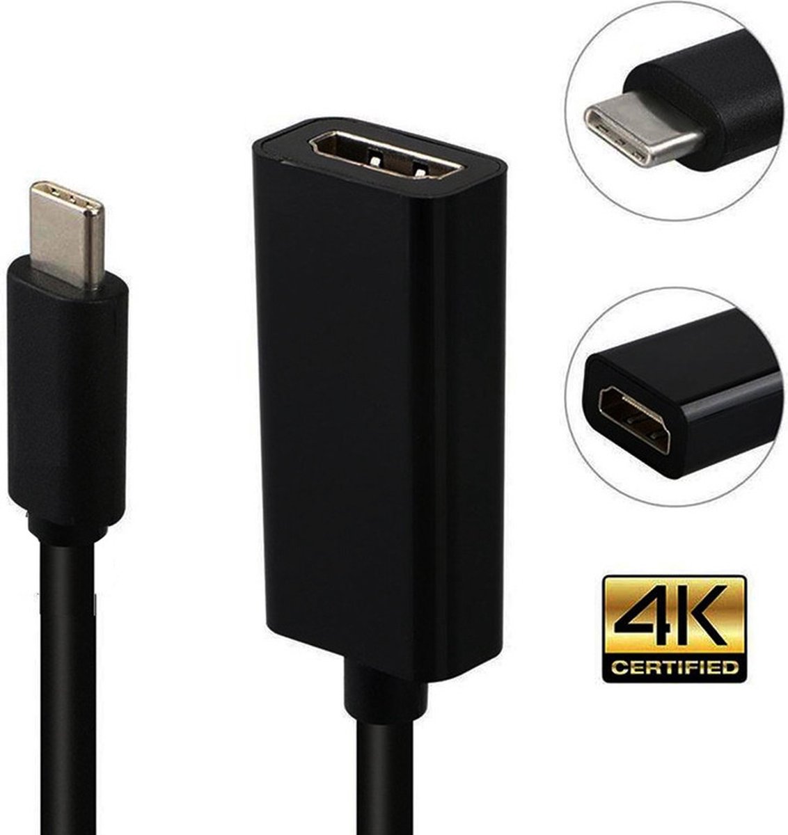 USB-C naar HDMI (female) adapter kabel - 4K HDMI - 15CM - Zwart - Provium