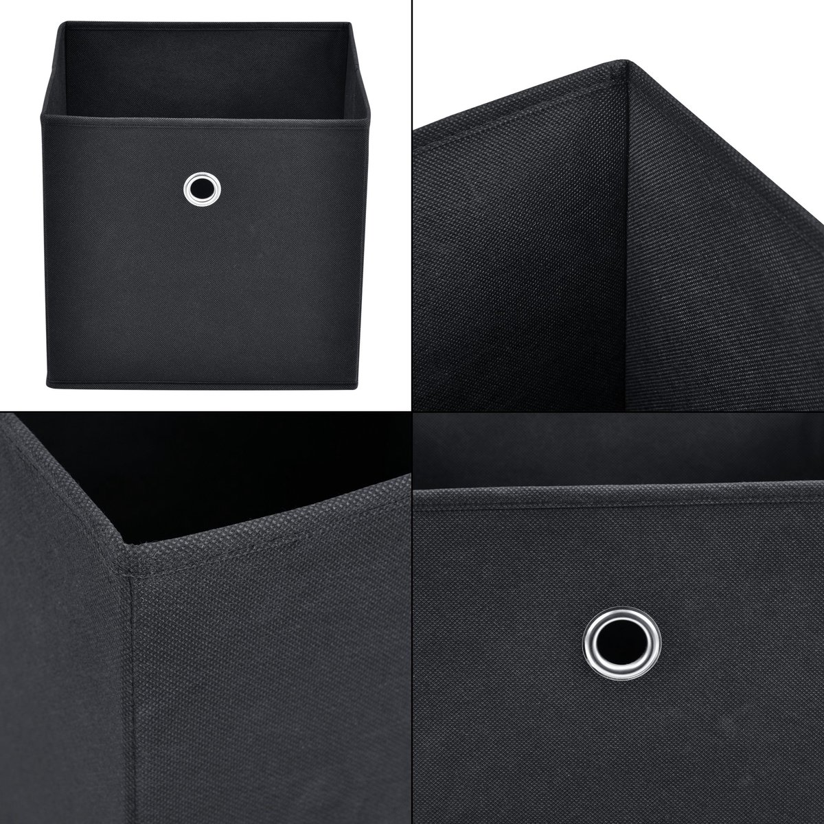 Opbergmanden Ivelisse - 28x30x30 cm - Opvouwbaar - Set van 10 - Zwart - Modern Design