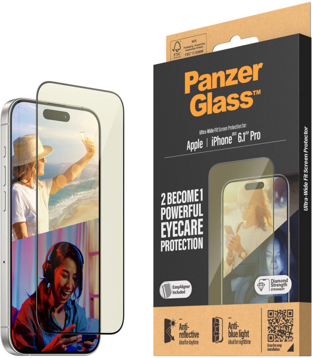 PanzerGlass Ultra-Wide Fit - Apple iPhone 15 Pro Verre trempé Protection  d'écran - Compatible Coque - Noir 4-124872 