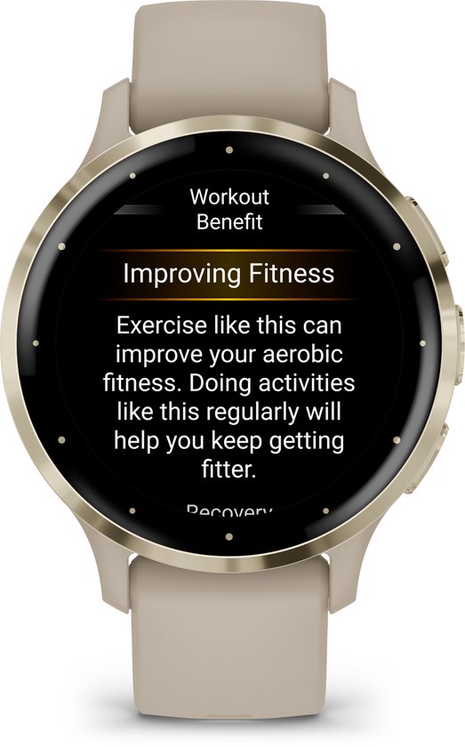 Smartwatch met "Improving Fitness" op het scherm.
