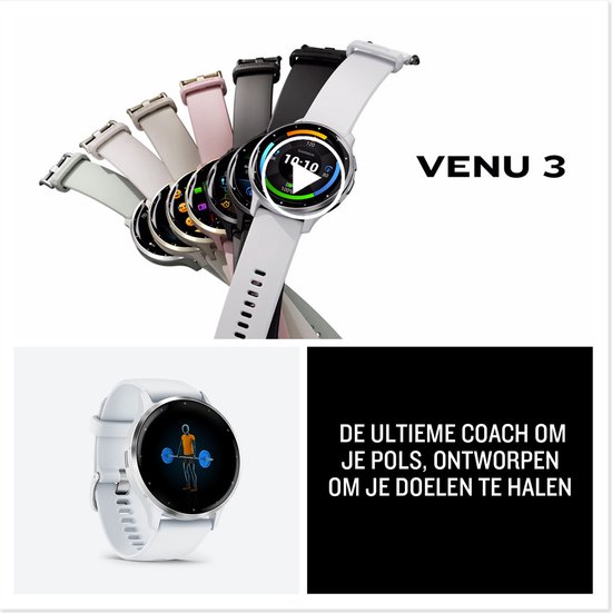 Garmin Venu 3s - Smartwatch - Sporthorloge - AMOLED-Scherm - 10 dagen batterij - Spraakassistent - Muziek - Garmin Pay- Slaapcoaching - Pebble Grey - Garmin