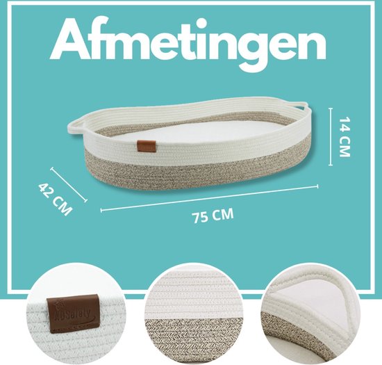 ADSafety mand met afmetingen 75 cm lang, 42 cm breed en 14 cm hoog.