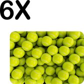 BWK Stevige Placemat - Tennis Ballen op een Hoop - Set van 6 Placemats - 40x30 cm - 1 mm dik Polystyreen - Afneembaar
