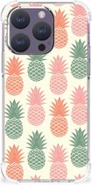 Backcase TPU Siliconen Hoesje Geschikt voor iPhone 15 Pro Telefoon Hoesje met doorzichtige rand Ananas