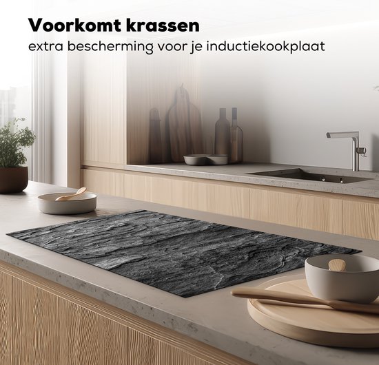 KitchenYeah - Inductie beschermer - Kookplaat - Steen - Betonlook - Grijs - Beton print - Industrieel - Inductie mat - Afdekplaat voor kookplaat - 91x52 cm - Inductie afdekplaat - Keuken decoratie aanrecht