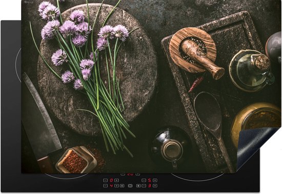 Protecteur d'induction 78x52 cm - Tapis d'induction - Protecteur de plaque de cuisson - Plantes - Herbes