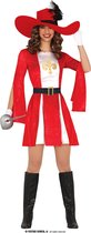 Guirca - Musketier Kostuum - Musketier De Rode Wacht - Vrouw - Rood, Wit / Beige, Goud - Maat 38-40 - Carnavalskleding - Verkleedkleding