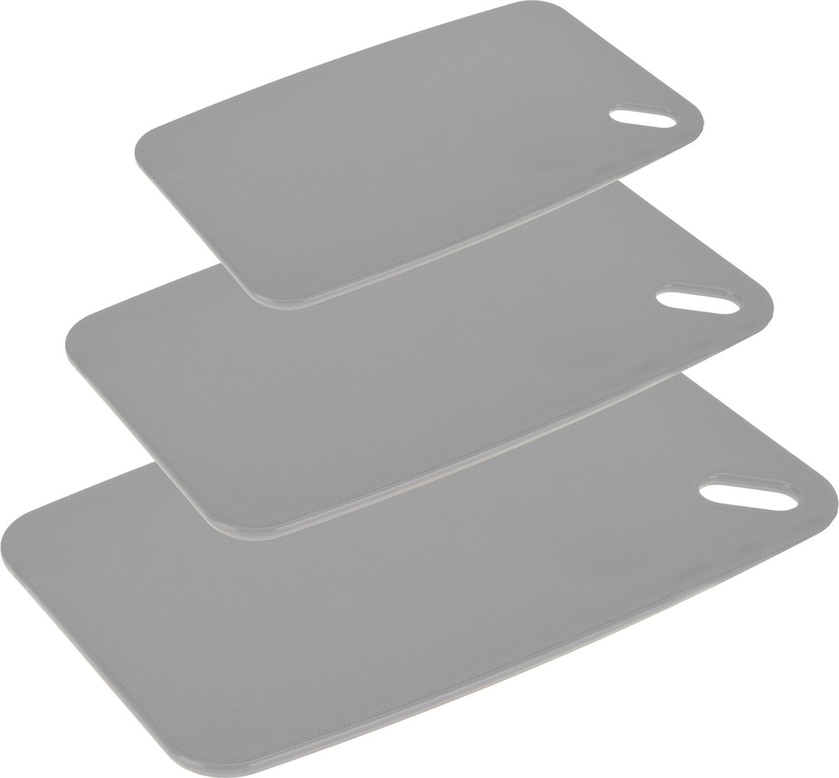 Excellent houseware Snijplanken - set van 3 - kunststof - grijs - 24/30/35 cm