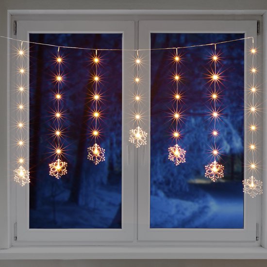 Lot de 3 lumières de fenêtre de Noël avec minuterie Décorations de